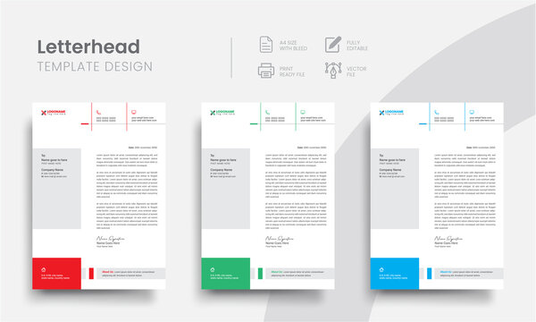 Professional simple business letterhead templates for the brand letters print set. Modern clean corporate letterhead for company stationery! Vol - 4