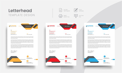Professional simple business letterhead templates for the brand letters print set. Modern clean corporate letterhead for company stationery! Vol - 10