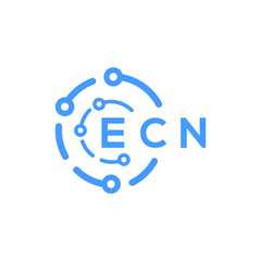 ECN technology letter logo design on white  background. ECN creative initials technology letter logo concept. ECN technology letter design.