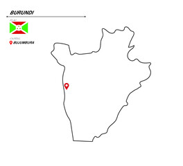 Burundi political map with capital city, Bujumbura
