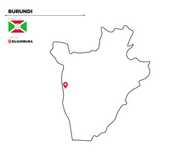 Burundi political map with capital city, Bujumbura