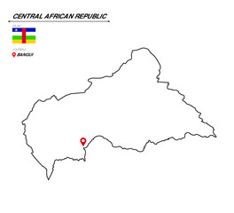 Central African Republic political map with capital city, Bangui