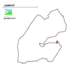 Djibouti political map with capital city, Djibouti City