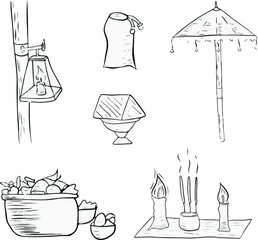 Device for Buddhist religeon with cartoon line art