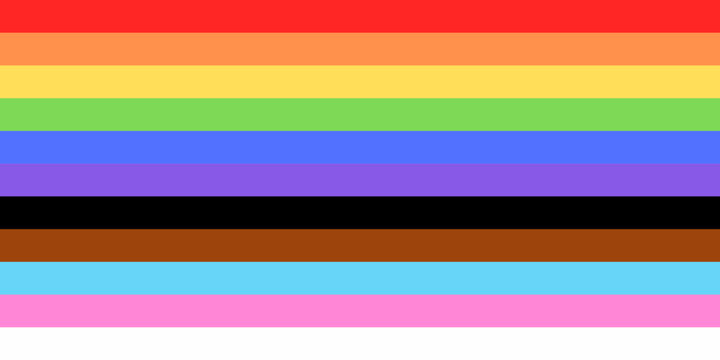 June Pride Parade banner of LGBTQ+ Lesbian, gay, bisexual, transgender & Queer organization. Vector Illustration of colorful pattern new Social Justice. Progress rainbow pride flag.