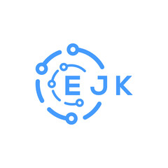 EJK technology letter logo design on white  background. EJK creative initials technology letter logo concept. EJK technology letter design.
