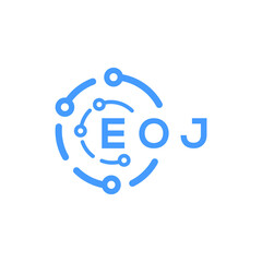 EOJ technology letter logo design on white  background. EOJ creative initials technology letter logo concept. EOJ technology letter design.
