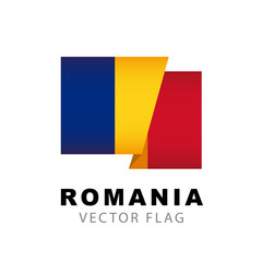 Colorful logo of the Romanian flag. Flag of Romania. Vector illustration isolated on white background.