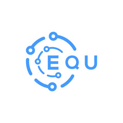 EQU technology letter logo design on white  background. EQU creative initials technology letter logo concept. EQU technology letter design.