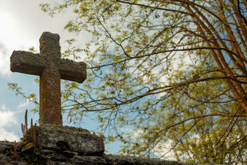 A granite cross on the hill