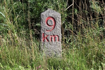 Milestone 9 kilometers in Samso island, Denmark