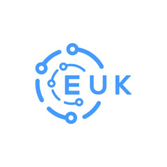 EUK technology letter logo design on white  background. EUK creative initials technology letter logo concept. EUK technology letter design.
