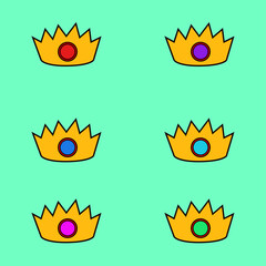 Beautiful Crown Icon Vector Illustration.  Accessories. Colorful Crown Icons Isolated In Paste Background