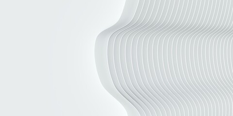 White abstract background with soft waves. 3d illustration