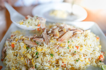 Fried Rice White Crab And Vegetables.