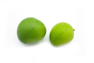 Young Green Mango On White Background.