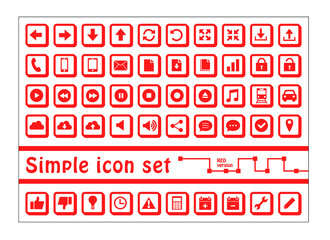 シンプル赤アイコンセット