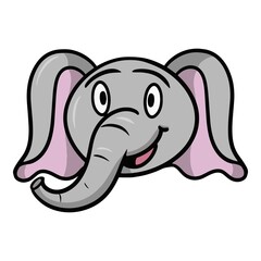 Funny Cute little elephant smiling, cartoon elephant emotions, vector illustration