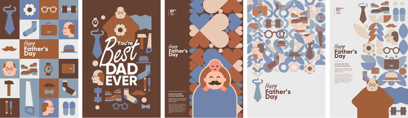 Happy father's day. Vector pattern. Holiday background. Modern flat style.