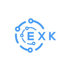 EXK technology letter logo design on white  background. EXK creative initials technology letter logo concept. EXK technology letter design.
