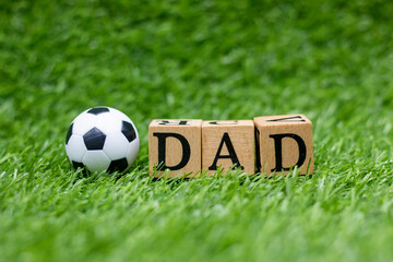 Soccer Dad with ball on green grass