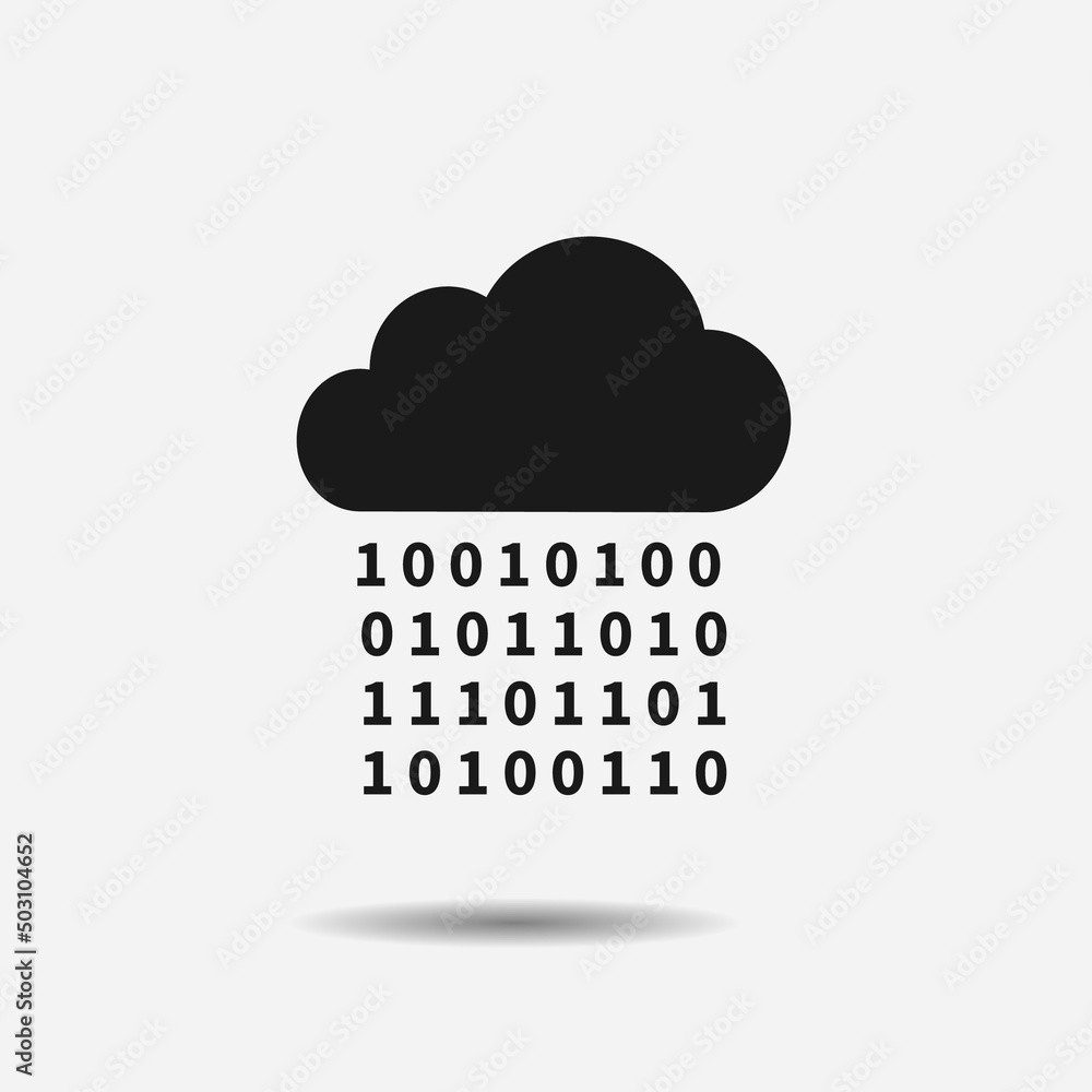 Poster digital cloud flat icon. symbol of open source, big data and developing software.