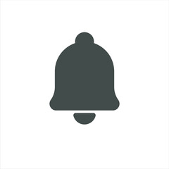 Notification alarm icon. Grey bell silhouette on light background. Vector image
