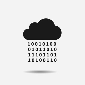 Digital cloud flat icon. Symbol of open source, big data and developing software.