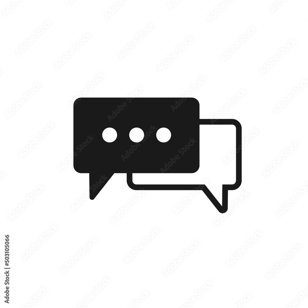 Poster Chat message vector icon.  Speech and typing bubble symbol