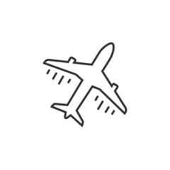 Grey flat plane icon. Concept of tourism and flights. Vector illustration