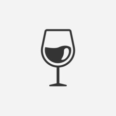 Wine in glass icon. Flat vector illustration