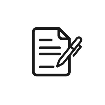 Paper and pen icon. Making notes and signature. Vector illustration.