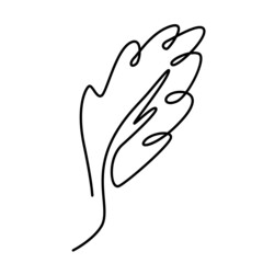 Abstract leaf one line drawing. Isolated vector.