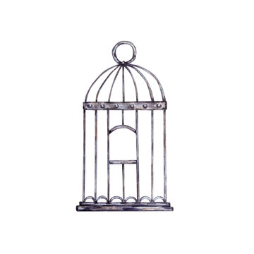 watercolor metallic birdcage..