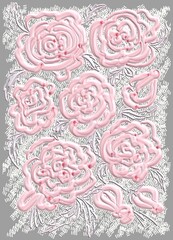 pattern with roses 3d