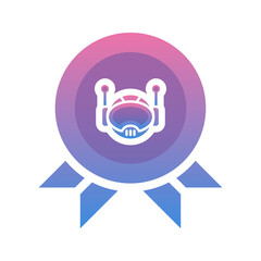 medal robot gradient logo design template icon
