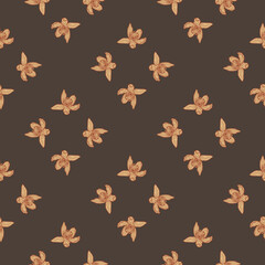 Seamless pattern engraved flower. Vintage background floral in hand drawn style. Spring flowers sketch.