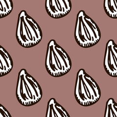 Seamless pattern engraved seeds. Vintage background plants kernels in hand drawn style. Botanical sketch.