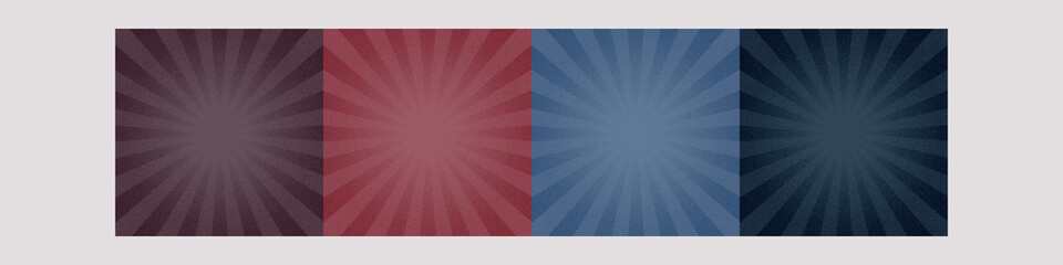 Abstract sunburst pattern background vector set four colors
