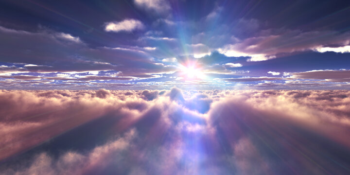 above clouds fly sunset sun ray
