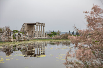 Fototapeta na wymiar Ruins of big historical theater of Milet Ancient City