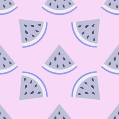 Watermelon slice seamless pattern. Summer fruit and berry background. Vector illustration for fabric design, gift paper, baby clothes, textiles, cards.
