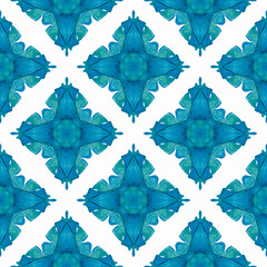 Ikat repeating swimwear design. Blue ravishing