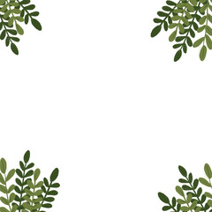 Frame of beautiful green leaves. For invitations, cards and other projects.