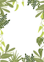 Frame of beautiful green leaves. For invitations, cards and other projects.