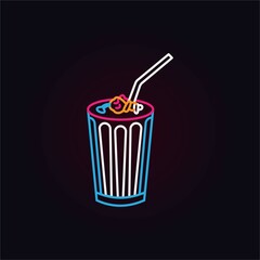 Glowing neon line Milkshake icon isolated on black background