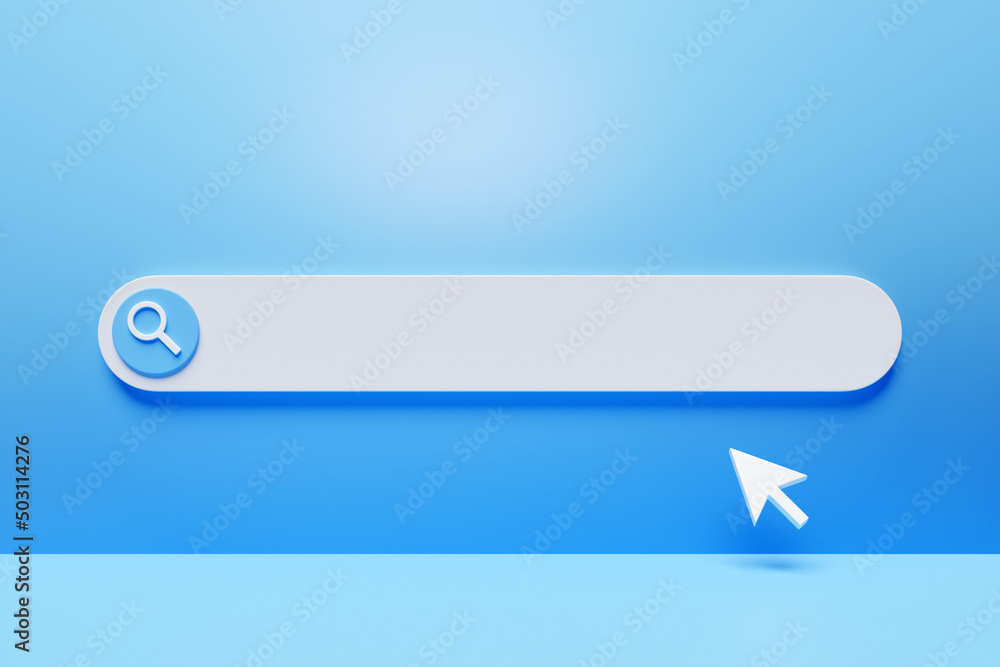 Poster 3d illustration search bar for ui. layout design for apps and website. search address icon and curso