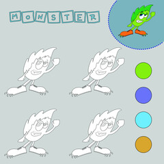Coloring book of a colorful monsters.  Educational creative games for preschool children
