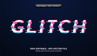 Obraz premium Glitch text effect. Editable broken signal text effect. Game title graphic styles