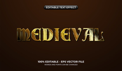Obraz premium Golden medieval text effect. Realistic glory graphic style. Editable luxury title effect